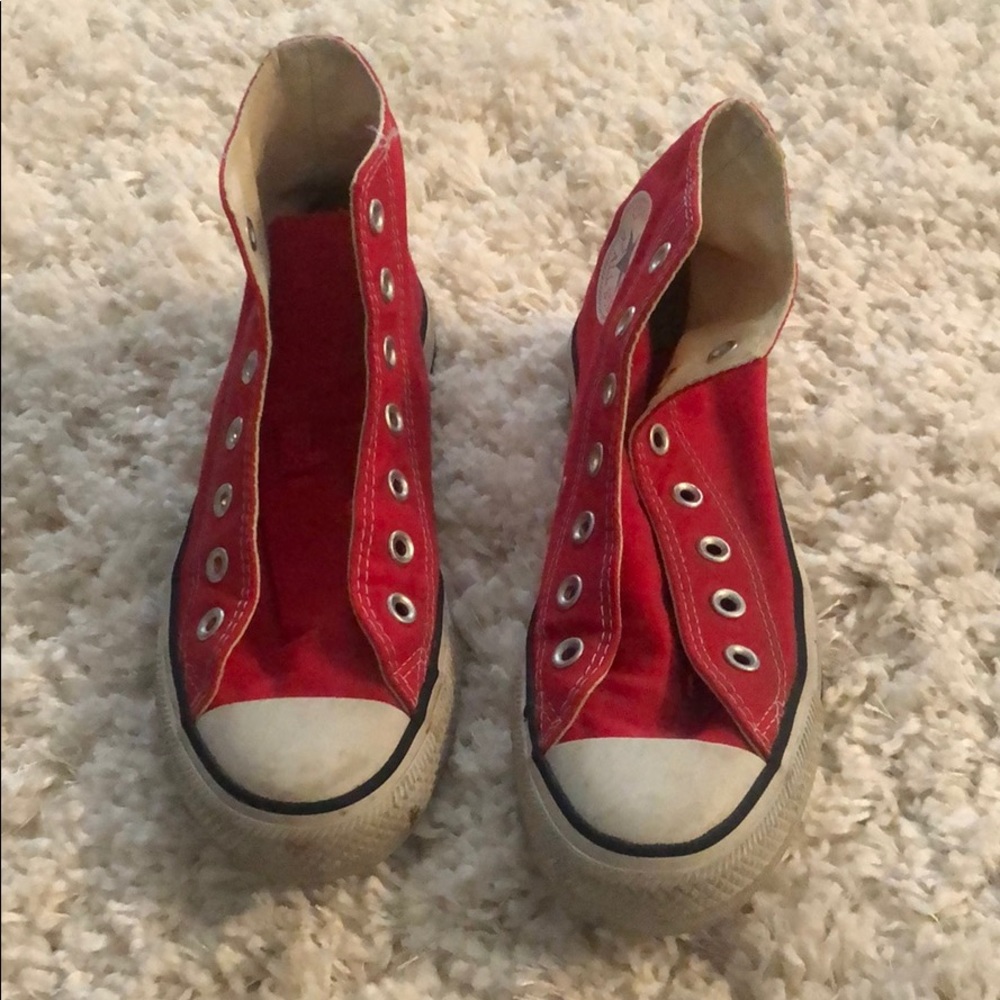 Red converse shoes